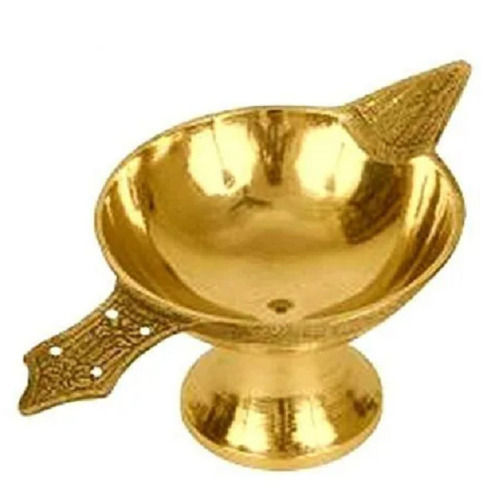 Table Mounted Polished Finish Corrosion Resistant Brass Religious Diya for Temple