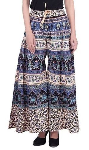 Multi Casual Wear Printed Cotton Palazzo For Ladies