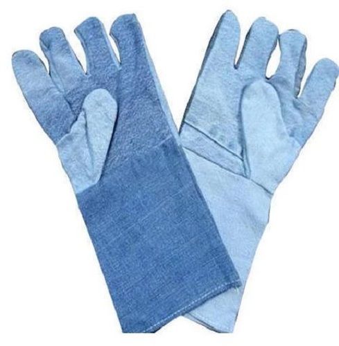 Blue Full Finger Plain Jeans Hand Gloves