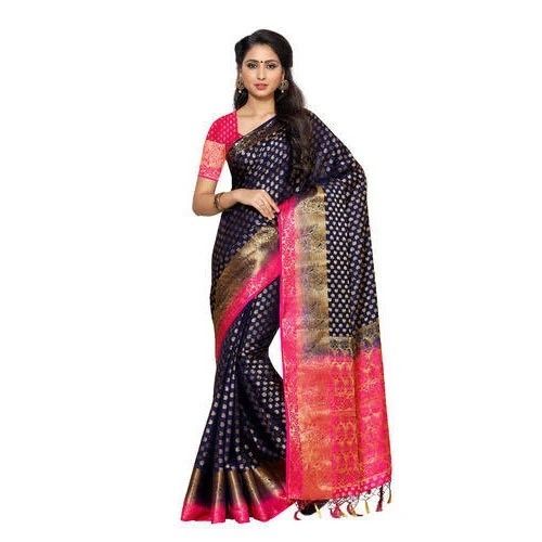 Multicolor Light Weight Skin Friendly Ethnic Plain Pure Silk Saree With Blouse 