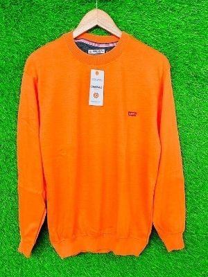 Washable Plain Bright Color Casual Full Sleeves Sweat Shirt For Men