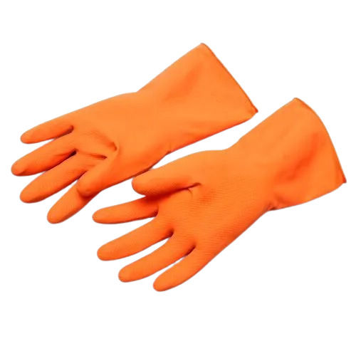 Chemical Resistance Stretchable Full Fingered Plain Rubber Hand Gloves