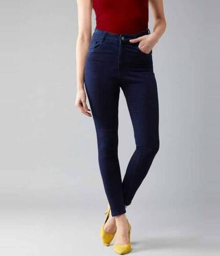 Skin Friendly Blue Denim Plain Ladies Jeans, All Sizes Available