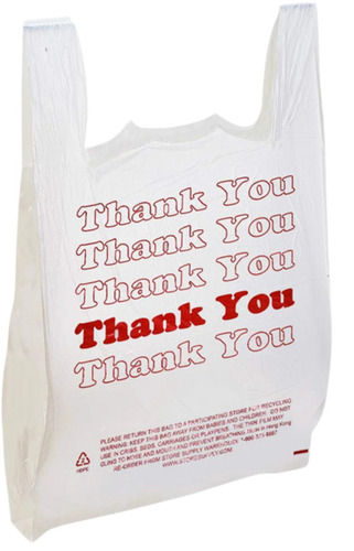 Red And White 12 Inches 2 Kilogram Capacity Flexiloop Handle Printed Plastic Bag For Shopping