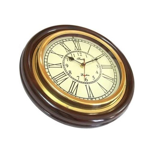 Brown 500 Gram Plain Glossy Wooden Round Wall Clock For Home Uses