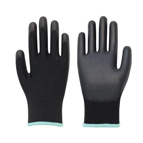 Black Breathable And Comfortable Full Finger Pu Coated Hand Gloves