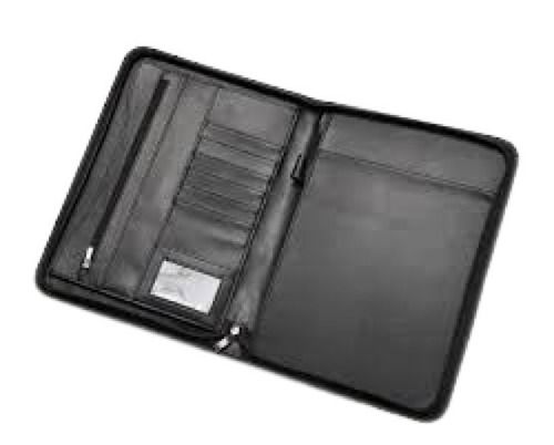 Easy To Carry Plain Black Leather Files