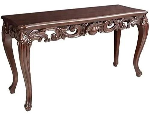 Polished Finish Designer Wooden Console Table For Living Room No Assembly Required