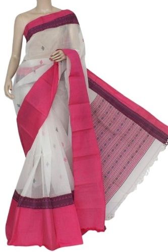 Casual Ladies Printed Formal Wear White Colored Cotton Saree