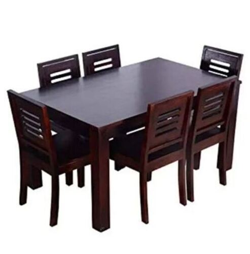 Termite Proof And Rectangular Six Seater Solid Wood Dining Table Set