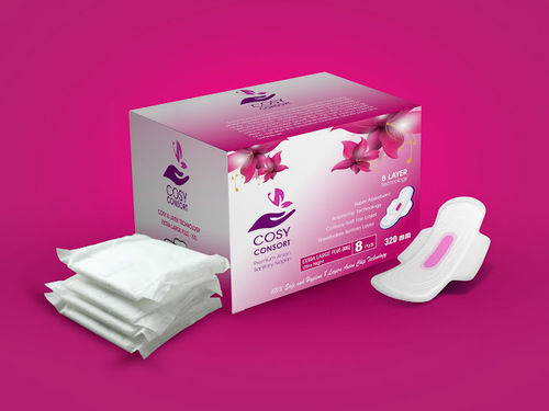 320 Mm White Colored High Quality Cotton Disposable Sanitary Napkin