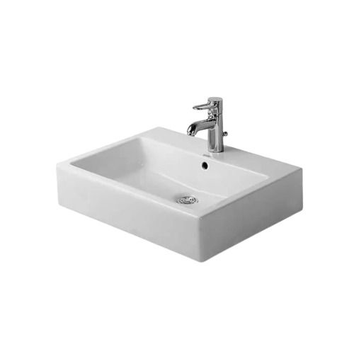 White 45 X 35 X 15 Cm Rectangular Wall Mounted Ceramic Wash Basin