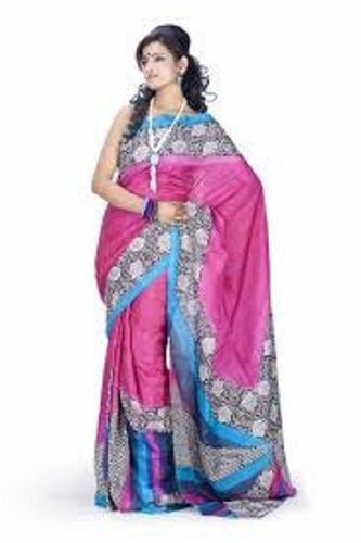 Pink Bandhani Style Printed Pattern Made Using Zari Work Party Wear Silk Saree