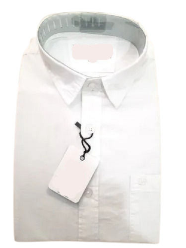 Casual Button Closure Plain Straight Collar Cotton Shirts For Men Age Group: 14-30 Years