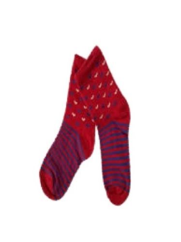 Kids Printed Style Standard Size Red Cotton Socks