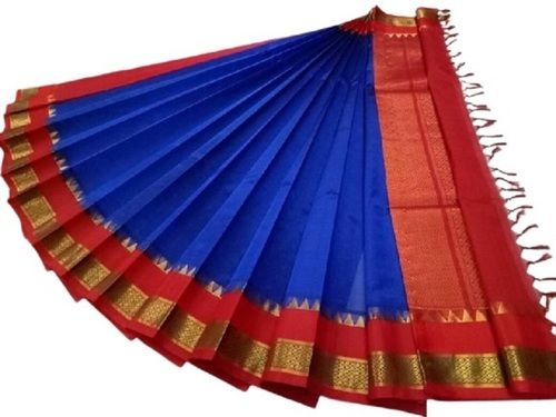 Summer Ladies Plain Party Wear Cotton Silk Saree With Matching Blouse Piece