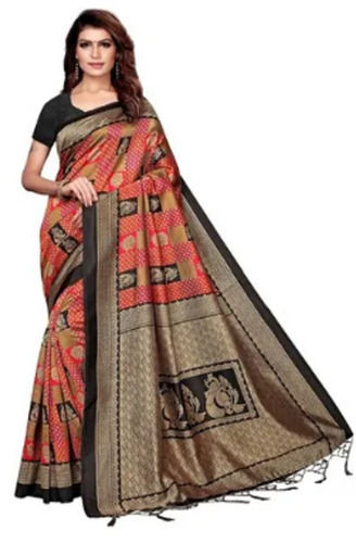 Multicolor Lightweight Casual Wear Printed Bollywood Art Silk Sarees For Ladies