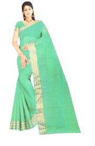 Light Green Lightweight Comfortable South Indian Style Ribbons Closure Sarees