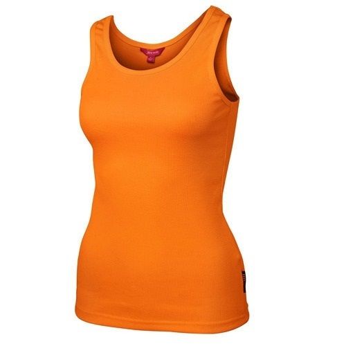 Orange Plain Comfortable Casual Dress Cotton Singlet For Ladies