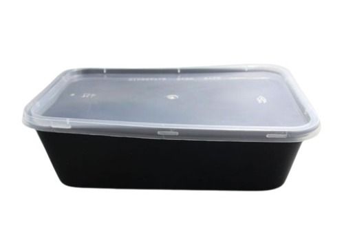 Rectangular Shaped White And Black Colored 750 Ml Plastic Storage Containers 