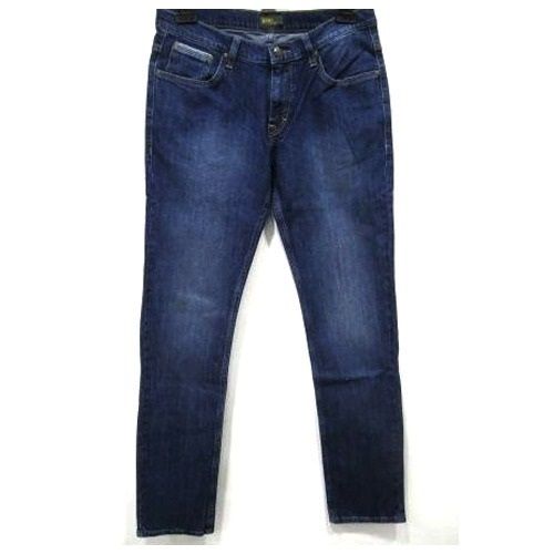 Blue Washable Shredded Pattern Comfortable Skinny Fit Jeans For Men