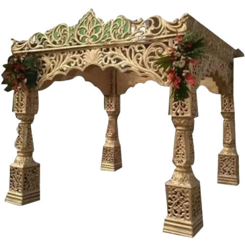 Golden 12X12 Feet Antique Paint Coated Fiber Wedding Mandap 