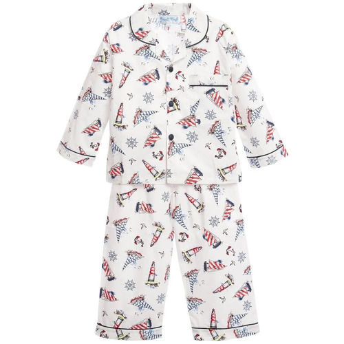 White Comfortable Soft Full Sleeves Printed Cotton Night Wear Suit For Kids 