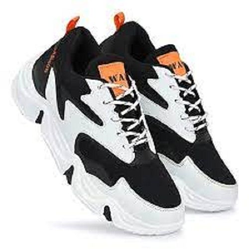 Washable Most Comfortable Black And White Casual Shoes With Lace Up For Mens