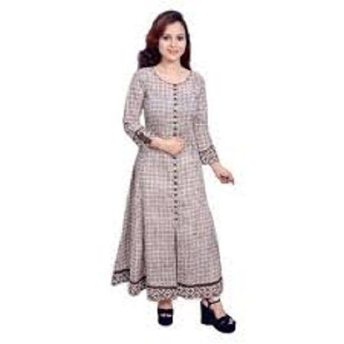 Skin Friendly Washable And Breathable Party Wear Long Cotton Kurti Bust Size: 36 Inch (In)