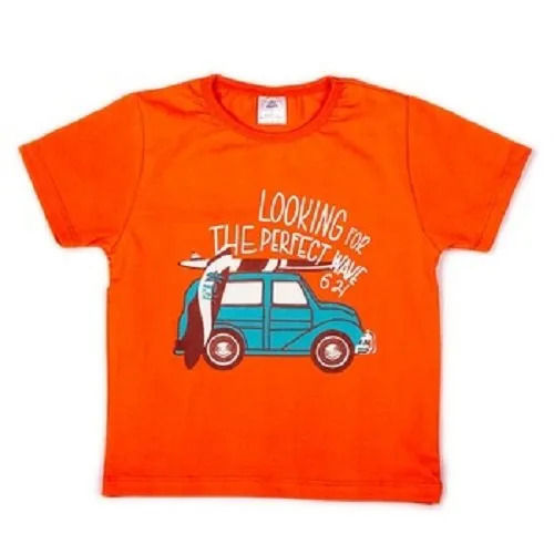 Washable Round Neck Shorts Sleeves Printed Cotton T Shirt For Baby