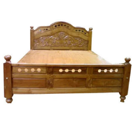 55X75 Inch Rectangular Polished Machine Made Solid Designer Wooden Bed  Carpenter Assembly