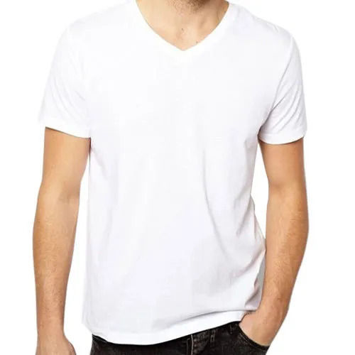 Casual Wear Shorts Sleeves Plain Dyed Cotton V Neck T Shirts For Mens