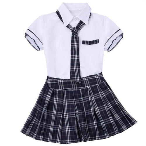 Classic Collar Shorts Sleeves Printed Cotton School Uniform For Girls Age Group: Na