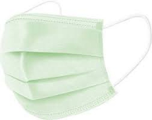 Lite Green Disposable Face Mask - Polypropylene Material, Free Size | Anti-Bacterial, Ear Loop Securing, Plain Design for Adults