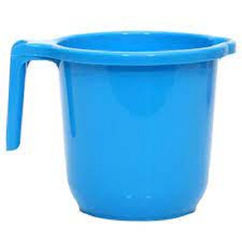 Lightweight Leak Resistant Plain Solid Plastic Blue Bath Mugs with Handle