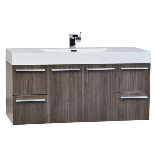 Silver Rectangular Corrosion Resistance Polish Finished Stainless Steel Vanity For Bathroom 