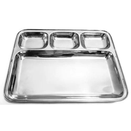 Rust Proof Rectangular Polished Finish Stainless Steel Dinner Plate For Food Serving 603 