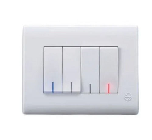 White 12 Amperes 5 Inch Rectangular Plain Plastic Ip55 Electrical Switches