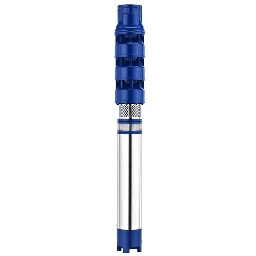 Silver And Blue 12 Meter 30 Kg 4 Inch Round Stainless Steel V8 Submersible Pump 