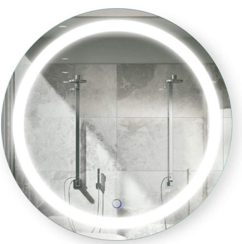 16 Inch Round Glossy Finish Wall Mounted Glass Led Mirro For Bathroom 