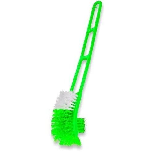 Green 18 Inch 150 Gram Double Hockey Shape Plastic Toilet Brush