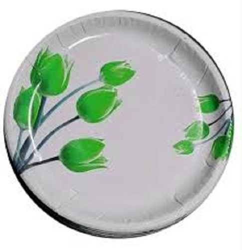 White Biodegradable Eco Friendly Lightweight Disposable Printed Paper Plates