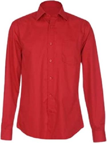 Men's Plain Red Full Sleeve Regular Fit Cotton Shirt