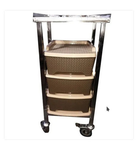 Plastic And Stainless Steel 4 Wheels Hospital Medicine Trolley Industrial