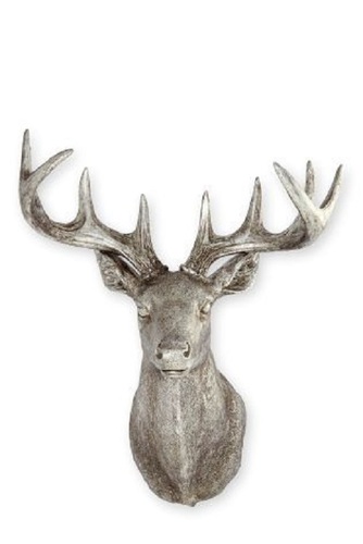 Stag Head Figurine Sculpture - Handmade Solid Wood & Polished Resin | Antique Imitation Wall Hanging Design, Custom Size, Decorative Animal Theme