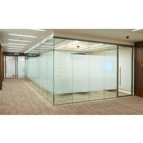 12 Mm Thick Transparent Tempered Glass Office Partition Carpenter Assembly