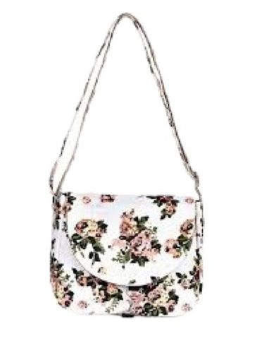 Canvas Printed White 21 X 19 X 7.5 Cm Fancy Bag Weight: 180 Grams (G)