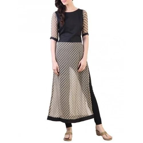 Casual Wear Short Sleeves Printed Chiffon Kurti For Ladies Use Bust Size: 32 Inch (In)