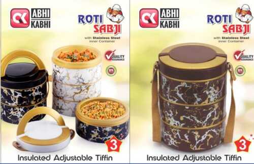 Designer Marble Print Insulated Tiffin Box For Office And Travel