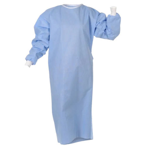 Long Sleeves Round Neck Knee Length Plain Cotton Patient Gown For Unisex